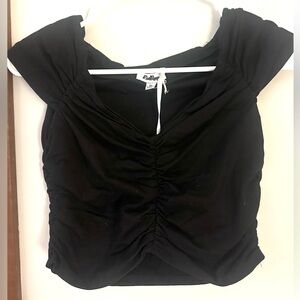 NWT!!! Black Ruched Crop Top